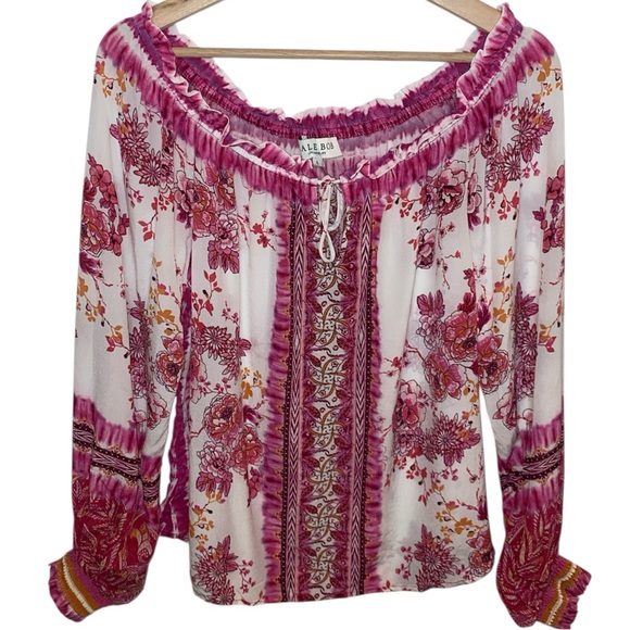 HALE BOB Silk Off The Shoulder Gathered Top in Pink - Picture 3 of 6